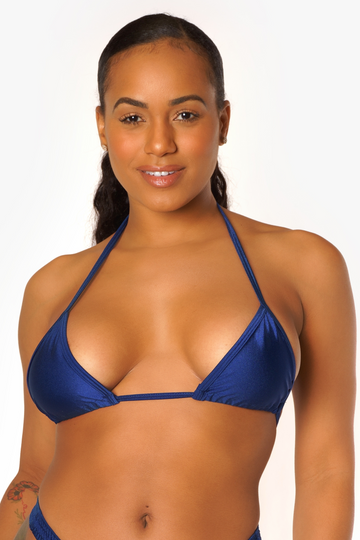 Parte superior de bikini de triángulo azul marino